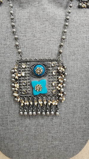 Statement black metal Oxidized necklace