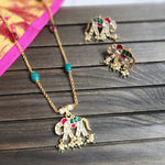 Elephant pachi kundan necklace set