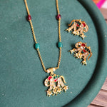 Elephant pachi kundan necklace set