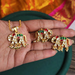 Elephant pachi kundan necklace set