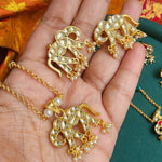 Elephant pachi kundan necklace set