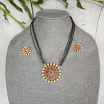 Bhavani Gold plated black bead necklace set