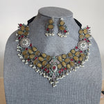 Ambika silver alike necklace set