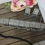 Hirani Silver Alike choker Necklace set