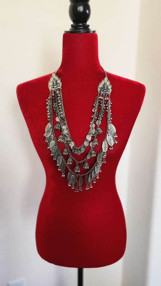 Statement black metal Oxidized necklace