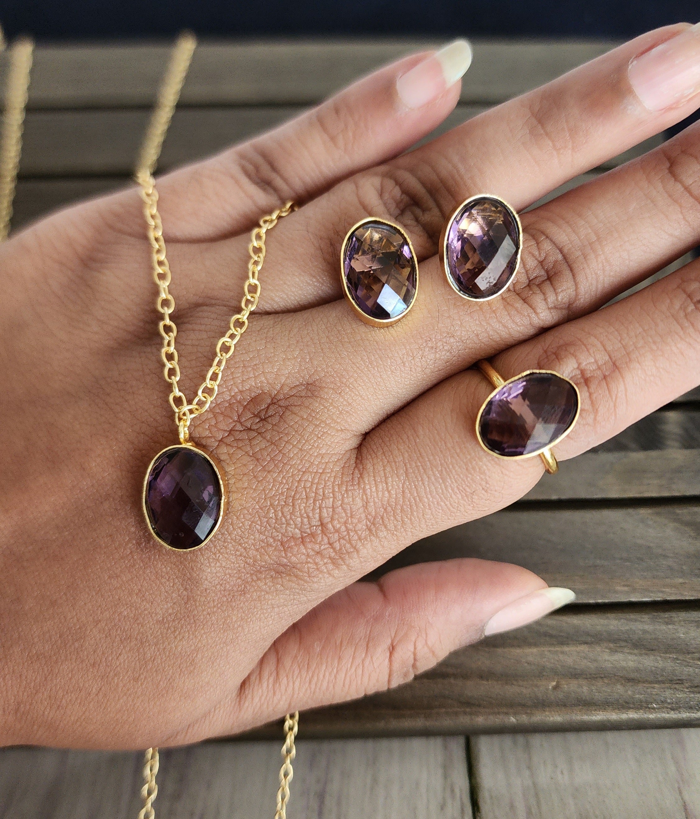 Alisha contemporary necklace earrings ring set