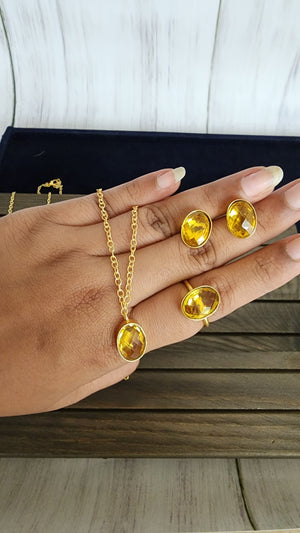 Alisha contemporary necklace earrings ring set