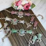 Fish Silver alike peacock choker necklace set