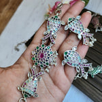 Fish Silver alike peacock choker necklace set