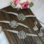 Silver alike choker with earrings necklace