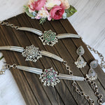 Silver alike choker with earrings necklace