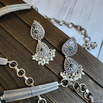 Silver alike choker with earrings necklace