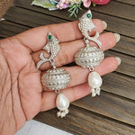 Fish silver alike jhumka earrings