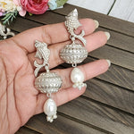 Fish silver alike jhumka earrings