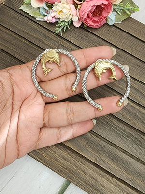 Fish unique dual tone silveralike earrings
