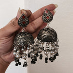Black metal jhumkas earrings