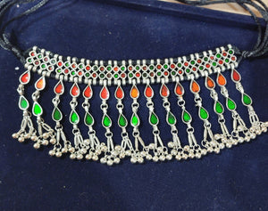 Enamel painted  choker neckline necklace