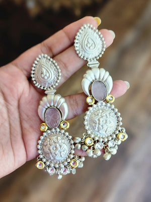 925 silver polish fusion jhumka earrings