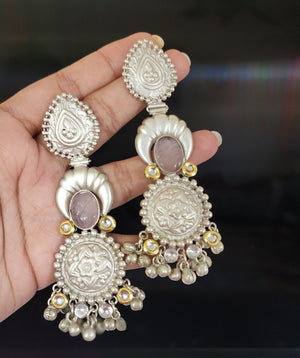 925 silver polish fusion jhumka earrings