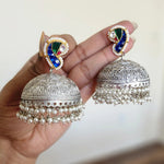 925 silver polish fusion jhumka earrings