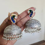 925 silver polish fusion jhumka earrings