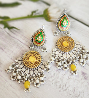 925 silver polish fusion jhumka earrings
