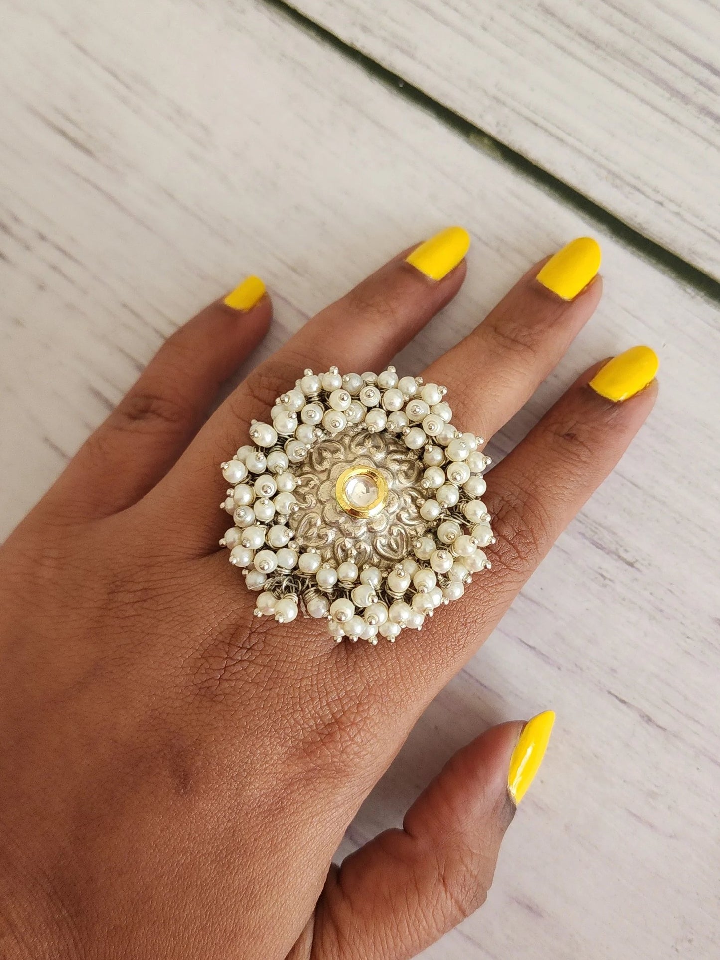 925 silver polish adjustable ring