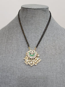 Black bead meenakari pendant necklace