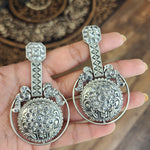 Silver alike chandbali earrings