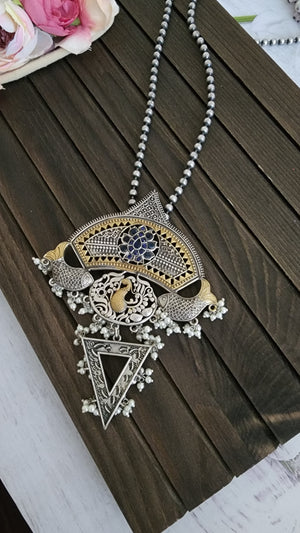 Maria dual tone hasli necklace
