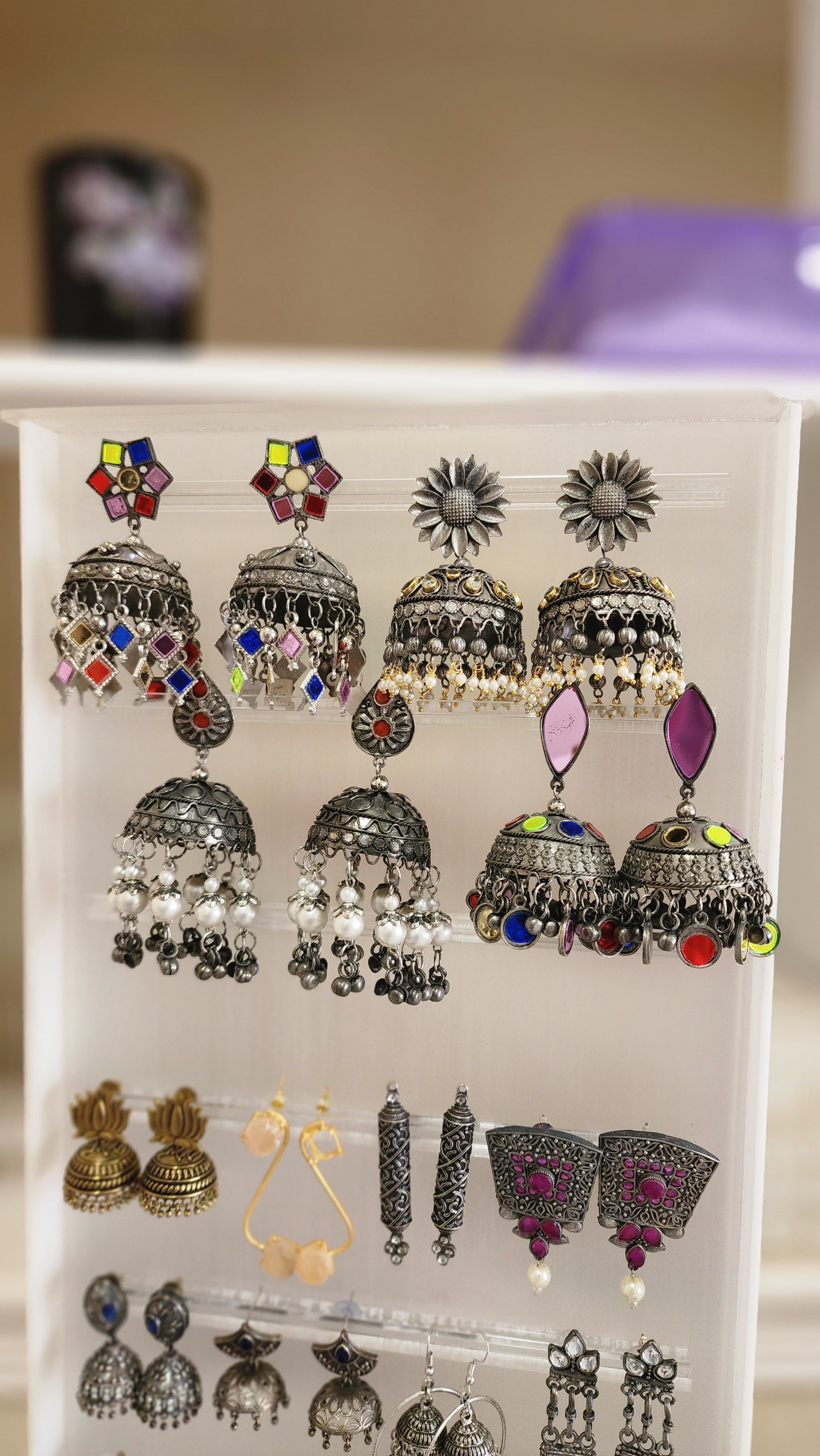 Black metal jhumkas earrings collection