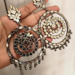 Black metal mirror earrings