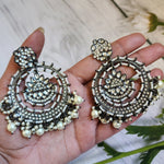 Black rodium plated jhumka earrings