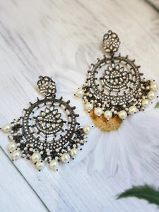 Black rodium plated jhumka earrings
