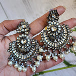 Black rodium plated jhumka earrings