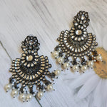 Black rodium plated jhumka earrings