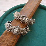 Lakshmi Silver alike embossed kada bangles