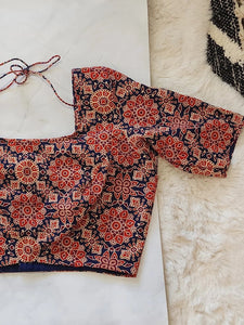 Ajrakh block print crop top blouse