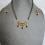 Bhuvi Gold plated black bead necklace set