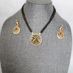 Bhuvi Gold plated black bead necklace set