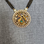 Bhuvi Gold plated black bead necklace set