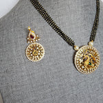 Bhuvi Gold plated black bead necklace set