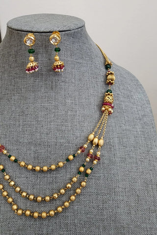 Layered goldplated statement necklace set