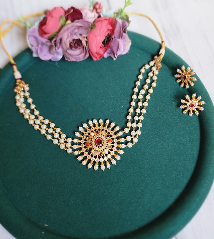 Anandhi goldplated choker necklace set