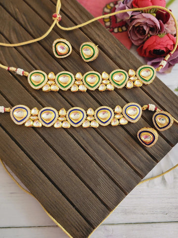 Aanshi kundan choker necklace set