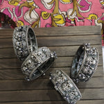 Krishna Silver alike embossed kada bangles
