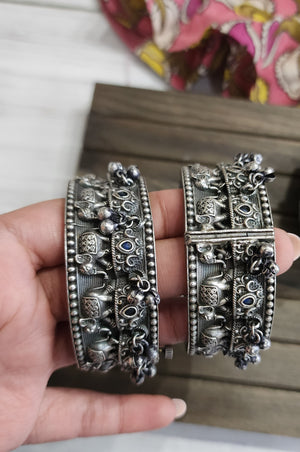 Krishna Silver alike embossed kada bangles