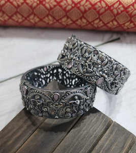 Krishna Silver alike embossed kada bangles