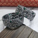 Krishna Silver alike embossed kada bangles