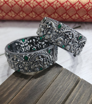 Krishna Silver alike embossed kada bangles